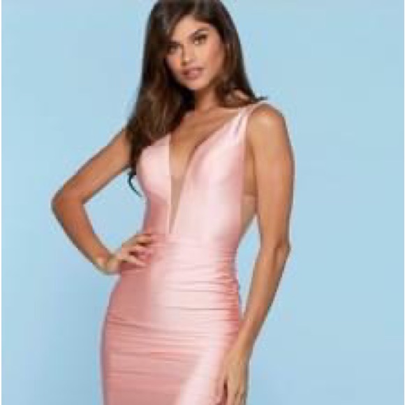 Sherri Hill - 53597 Deep V-Neck Jersey Trumpet Dress